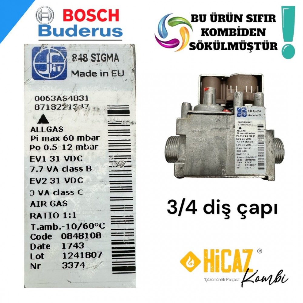 848 SIGMA BOSCH BUDERUS GAZ VALFİ (SIFIR SÖKÜM)